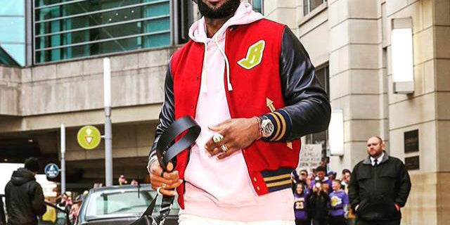 LeBron James wears Billionaire Boys Club X Golden Bear Sportswear 15 Year Anniversary Jacket