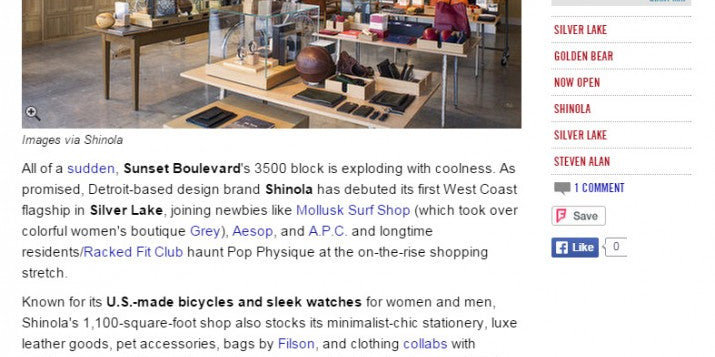 SHINOLA’S NEW SILVER LAKE LOCATION CARRIES GOLDEN BEAR