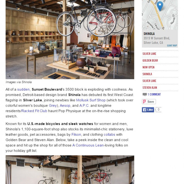 SHINOLA’S NEW SILVER LAKE LOCATION CARRIES GOLDEN BEAR