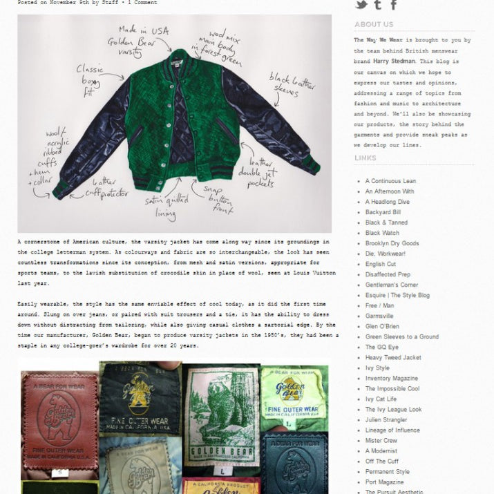 THE WAY WE WEAR- HARRY STEDMAN X GOLDEN BEAR