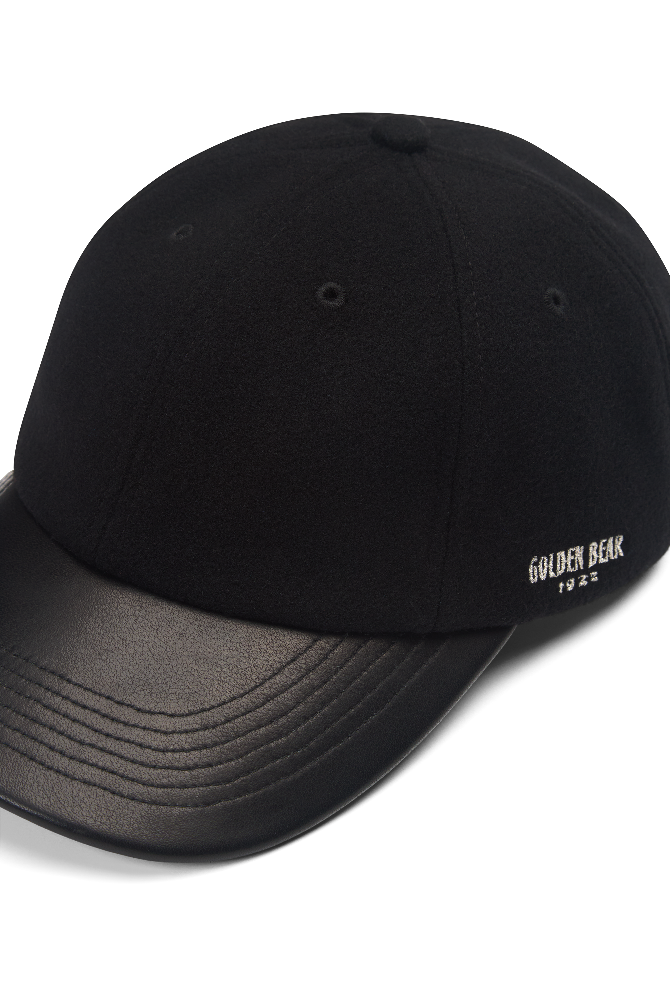 THE RAIDER - Black Melton Wool/Leather Cap