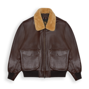 THE CARTER - Brown Leather Bomber Jacket Classic Fit