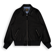 THE RIVERTON - Black Old English Leather Raglan Classic Fit Bomber