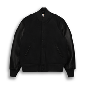THE ALBANY - Black Melton Wool/Black Leather Contemporary Fit - Golden Bear Sportswear 