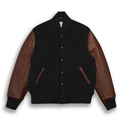 THE ALBANY - Black Melton Wool/Espresso Leather Classic Fit - Golden Bear Sportswear 