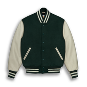 THE ALBANY - Forest Melton Wool/Stone Leather Classic Fit - Golden Bear Sportswear 