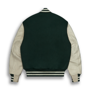 THE ALBANY - Forest Melton Wool/Stone Leather Classic Fit - Golden Bear Sportswear 