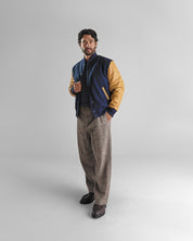 THE ALBANY - Navy Melton Wool/Tan Leather Classic Fit