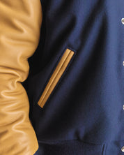 THE ALBANY - Navy Melton Wool/Tan Leather Classic Fit