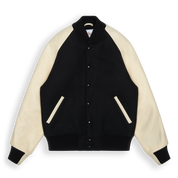 THE RALSTON - Black Melton Wool/Beige Leather Raglan Classic Fit