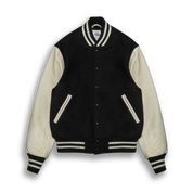 THE ALBANY - Black Melton Wool/Stone Leather Contemporary Fit - Golden Bear Sportswear 