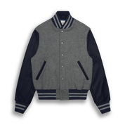 THE ALBANY - Grey Melton Wool/Navy Leather Contemporary Fit - Golden Bear Sportswear 