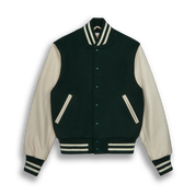 THE ALBANY - Forest Melton Wool/Stone Leather Contemporary Fit - Golden Bear Sportswear 