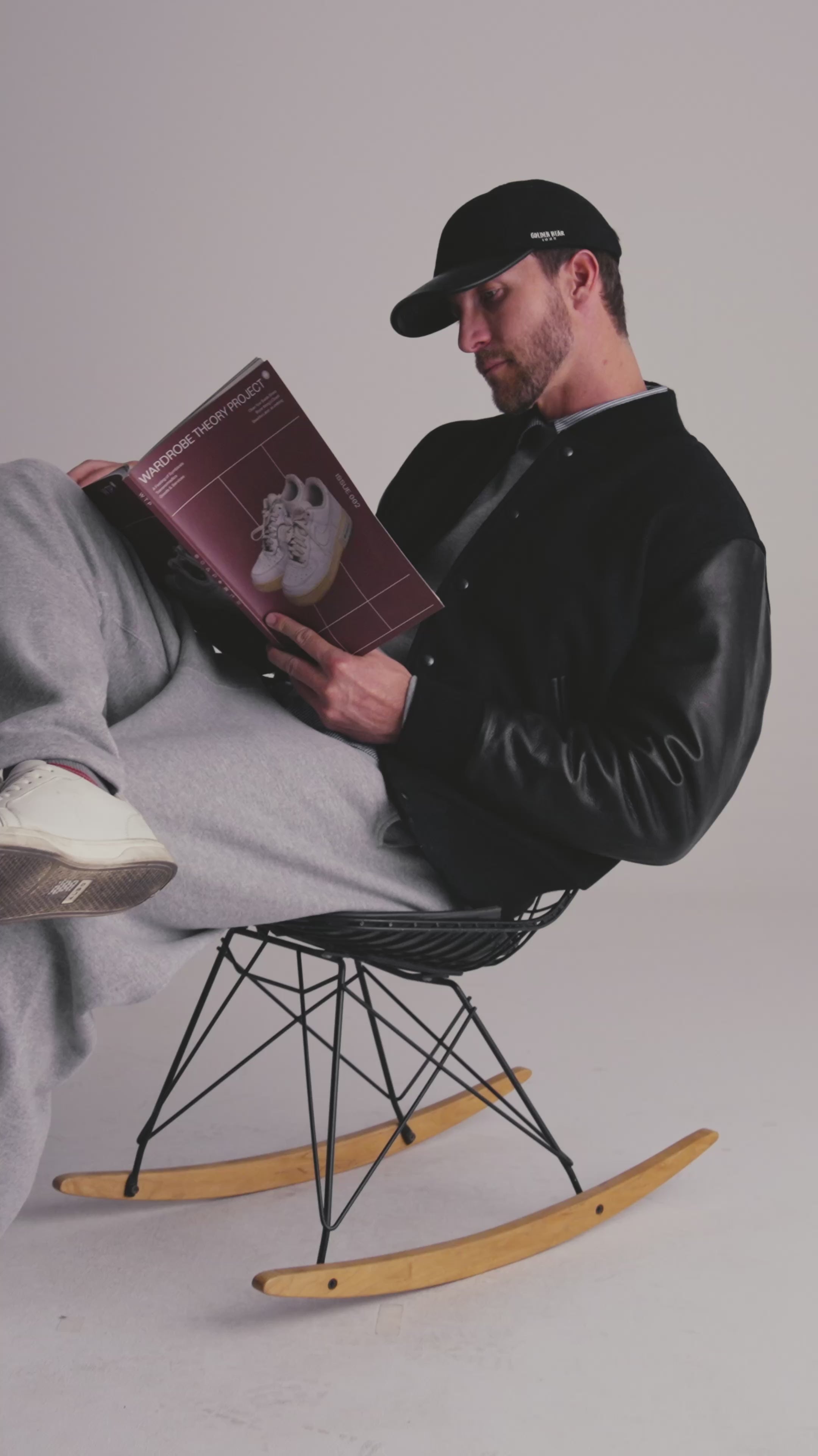 THE RAIDER - Black Melton Wool/Leather Cap